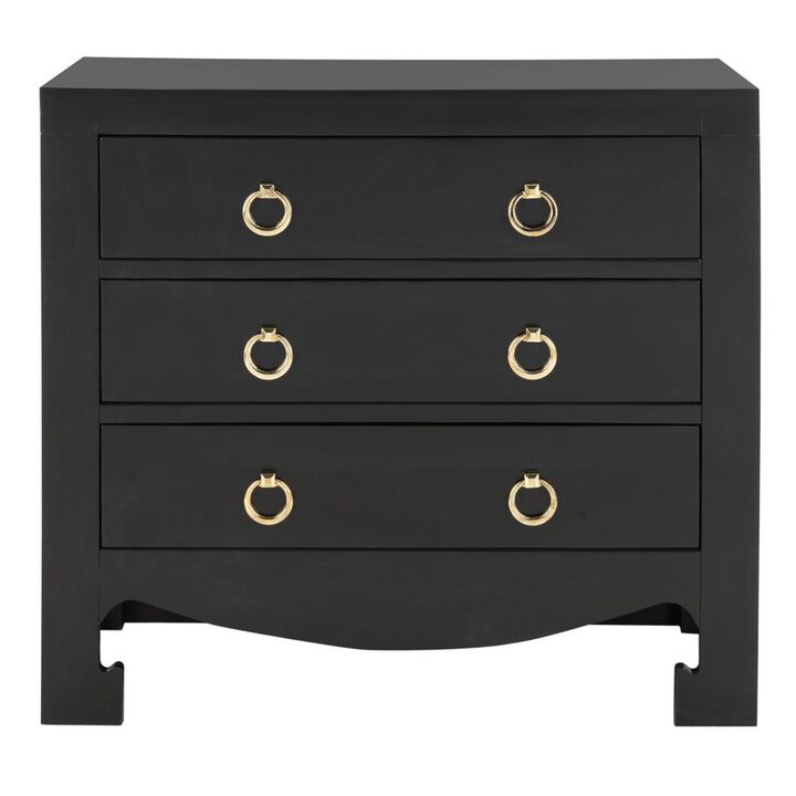 Safavieh Dion 3 Drawer Chest, Black/Gold