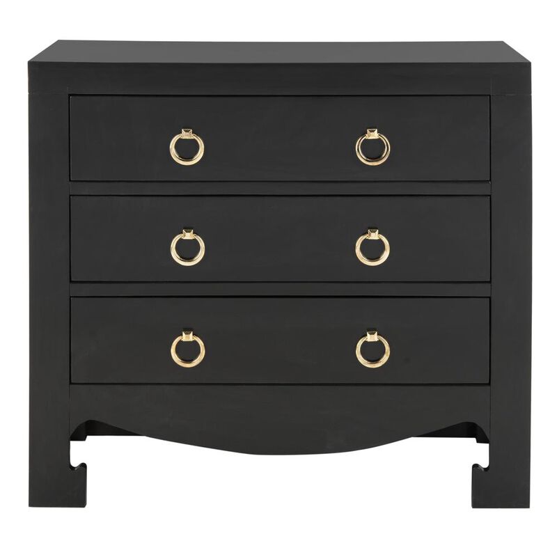 Safavieh Dion 3 Drawer Chest, Black/Gold