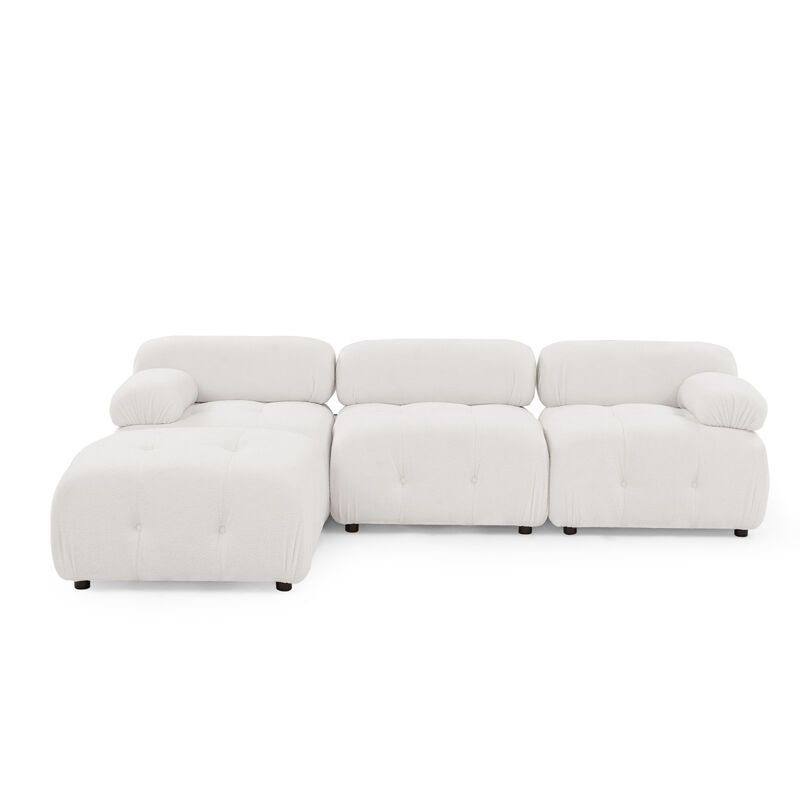 Ivory Teddy Fabric Modular Sectional Sofa