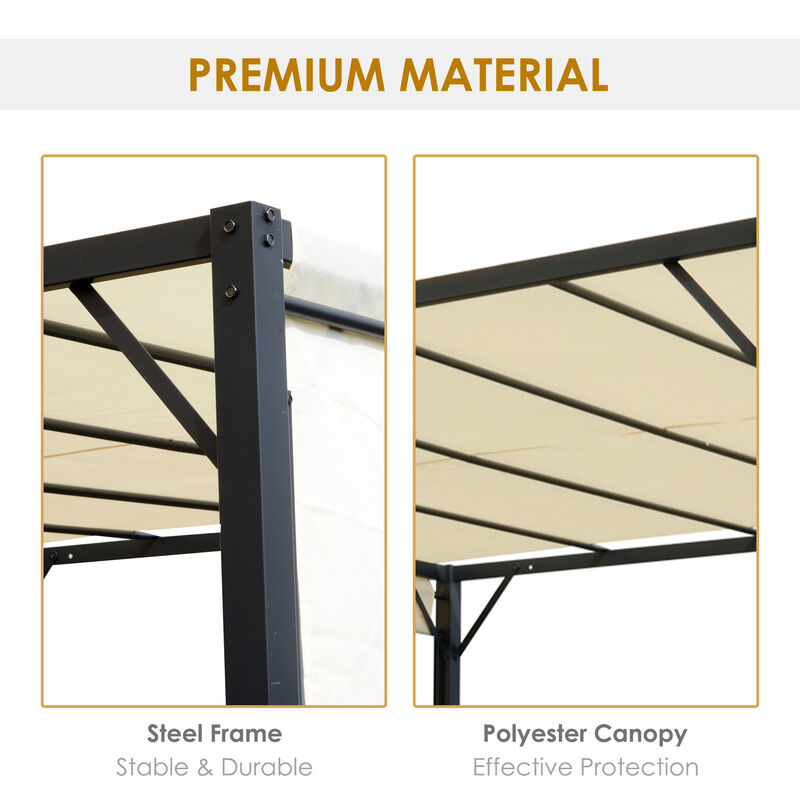 10' x 10' Outdoor Retractable Pergola Canopy Steel Gazebo Sun Shade, Cream
