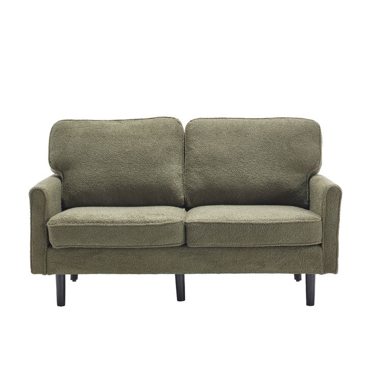 Mondawe Bouclé Loveseat Sofa, 2 Seater Small Sofa Couches with USB & Removable Pillow Cover