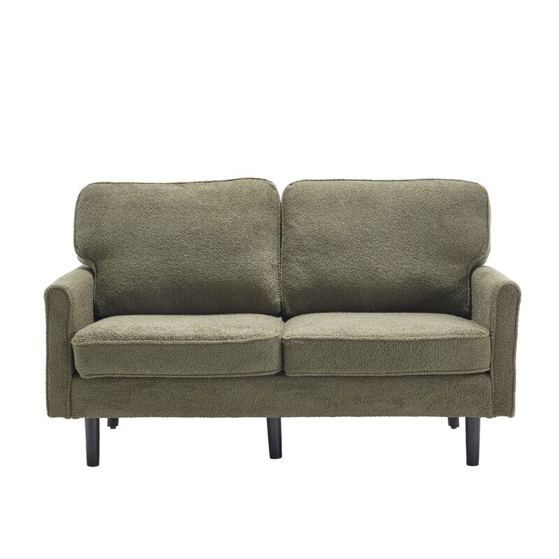 Mondawe Bouclé Loveseat Sofa, 2 Seater Small Sofa Couches with USB & Removable Pillow Cover