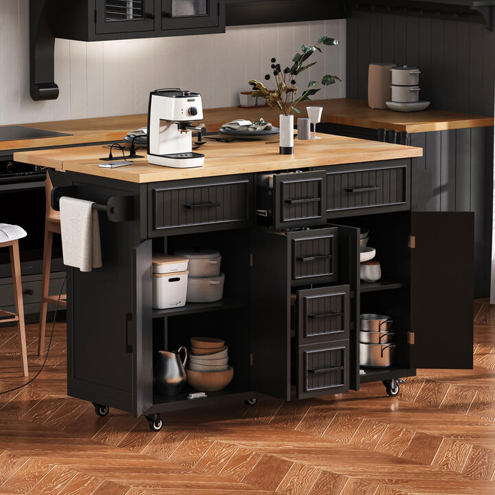 Merax Vertical Stripe Rolling Kitchen Cart on Wheels
