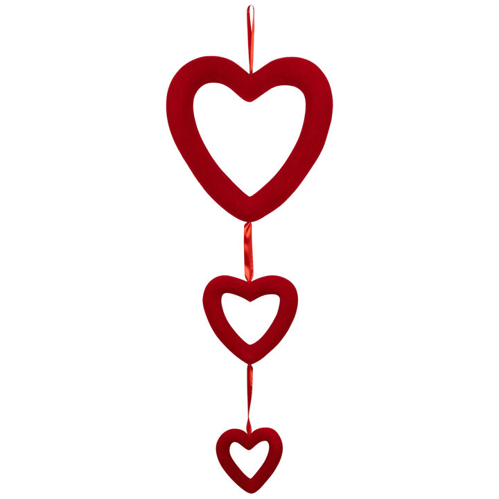Heart Trio Valentine's Day Wall Decoration - 34" - Red