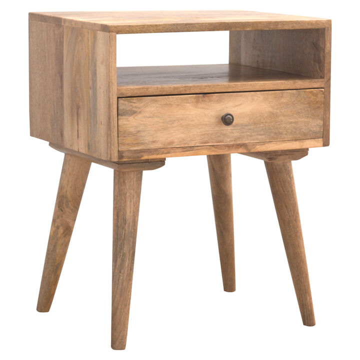 Modern Solid Wood Nightstand with Open Slot 1 Drawer oak-ish