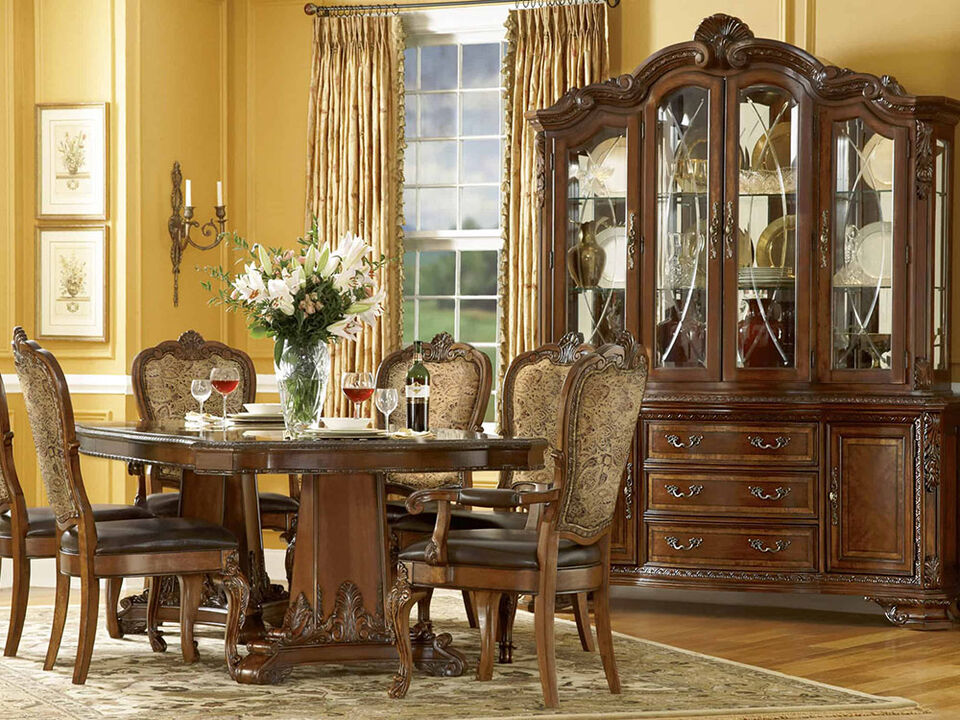 Old World Upholstered Back Arm Chair (Set of 2)