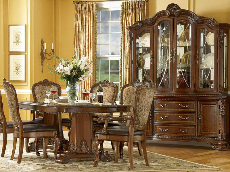 Old World Upholstered Back Arm Chair (Set of 2)