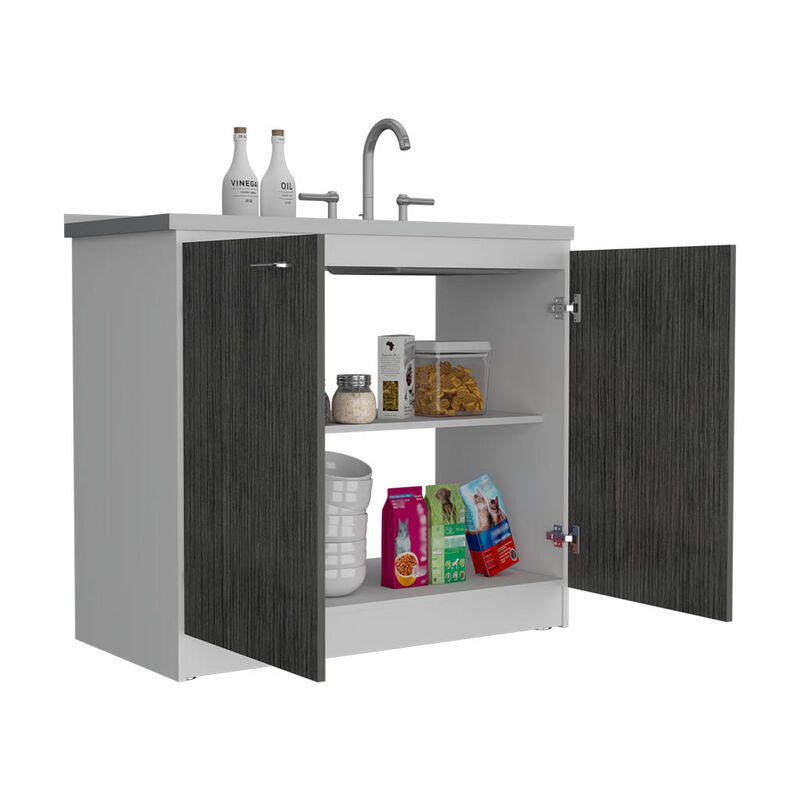 Utility Sink Vernal, Kitchen, White / Smoky Oak