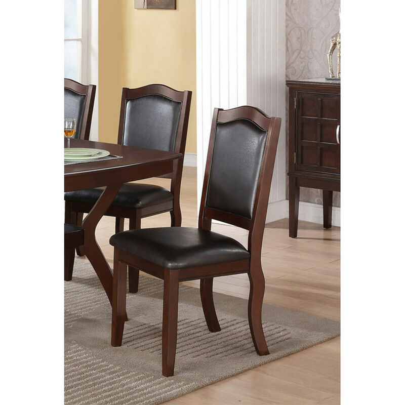 Traditional Formal Set Of 2 Chairs Dark Brown Espresso Dining Seatings Cushion Chair