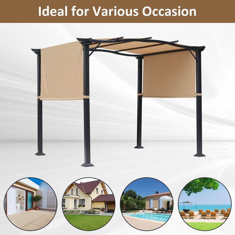 Versatile Outdoor Shade: 8x10 Retractable Pergola Canopy with Steel Frame