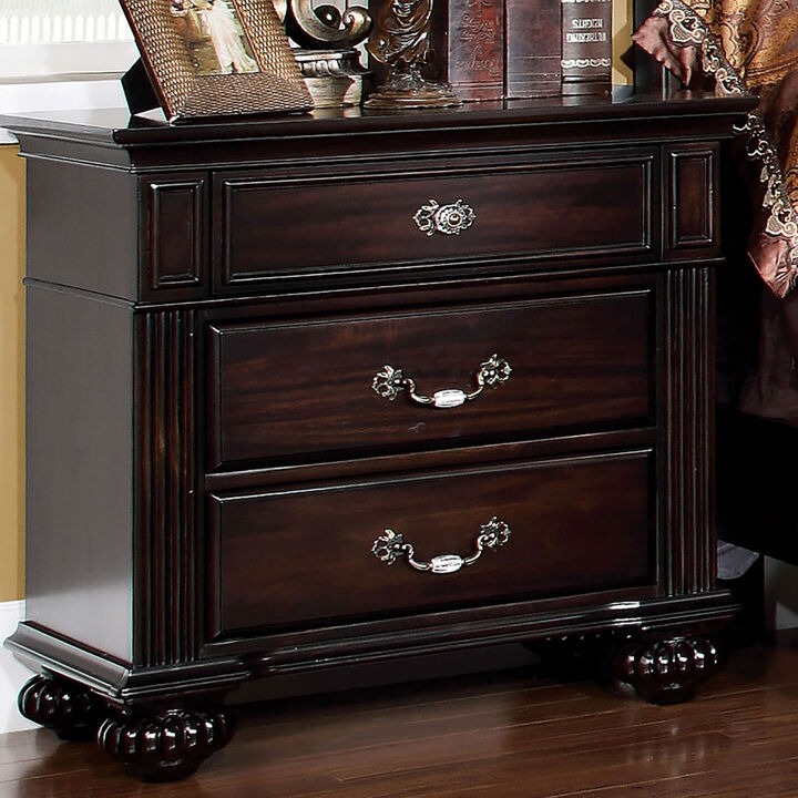 Streamdale Traditional Walnut Nightstand with 3 Drawers
