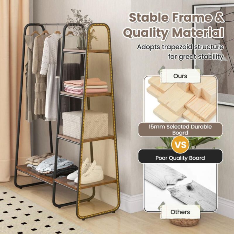 Hivvago Clothes Rack Free Standing Storage Tower with Hanging Bar
