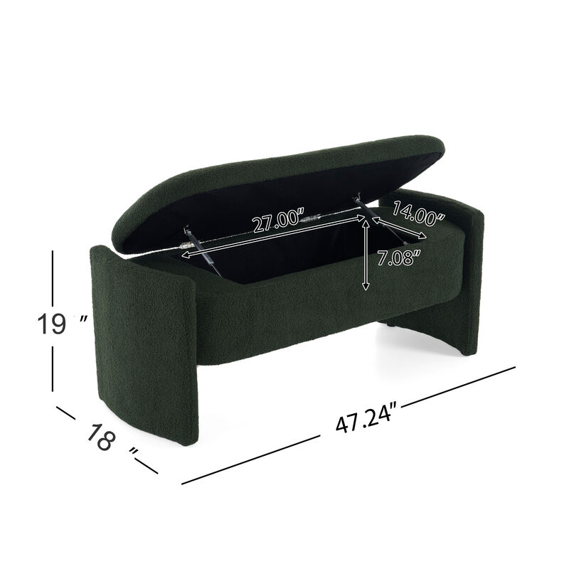 Merax Elegant Boucle Fabric Storage Ottoman Bench