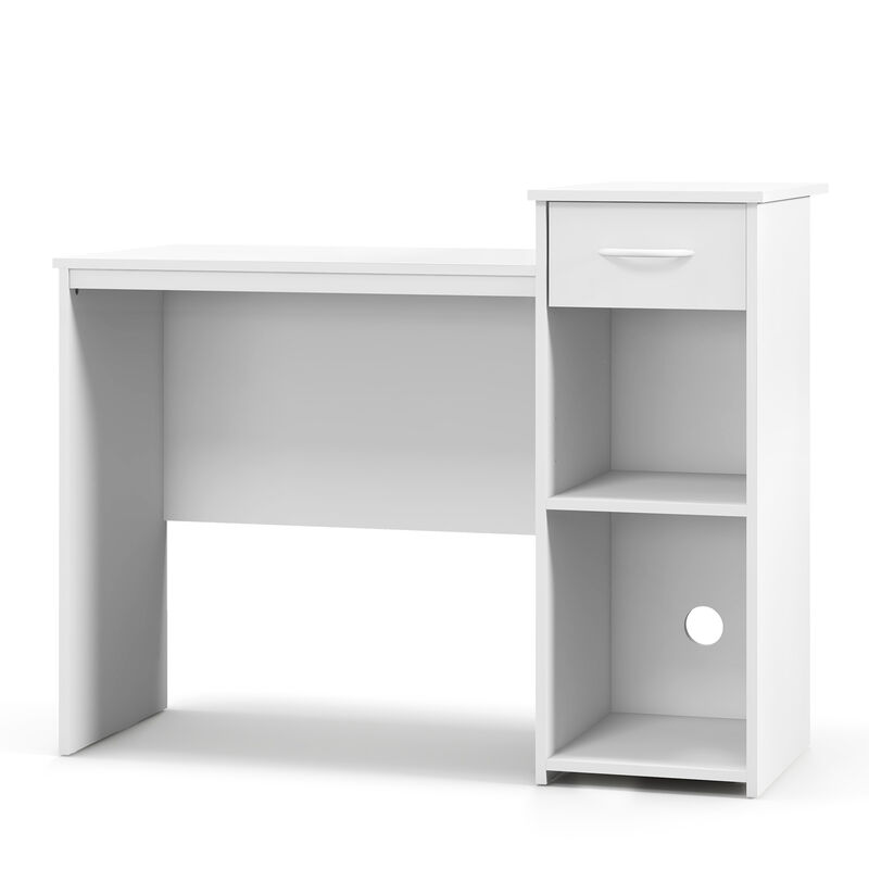 Computer Desk with Drawer Modern Laptop PC Desk with Adjustable Shelf and Cable Hole