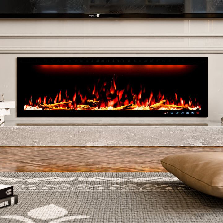 MONDAWE 50" Wall Mounted Embedded Electric Fireplace, 60Hz, 110-120 Volt, 1500W, With Overheat Protection Device