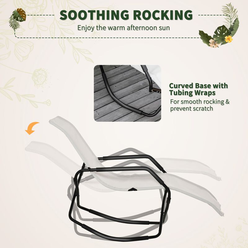 Cream Patio Recliner: Zero Gravity Rocking Sun Lounger