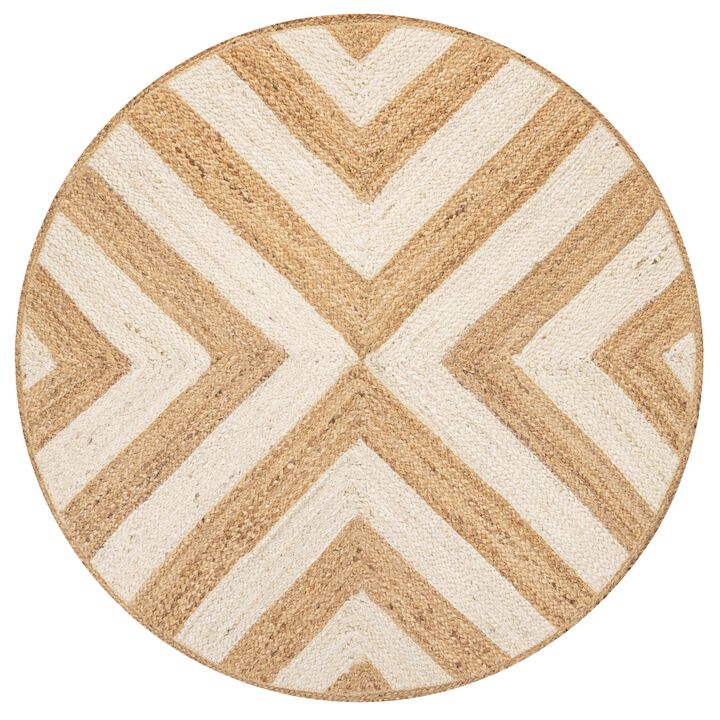 Piper Two Tone Chevron Round Jute Area Rug