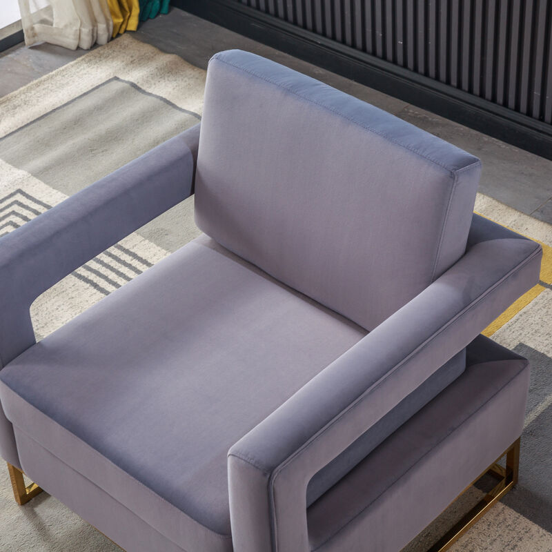 Modern Velvet Accent Chair, Elegant Armchair With Stainless Steel Base