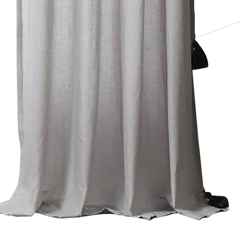 Xumi 4 Piece Window Curtain, 2 Panels with Tie Backs, Modern Gray Finish - Benzara