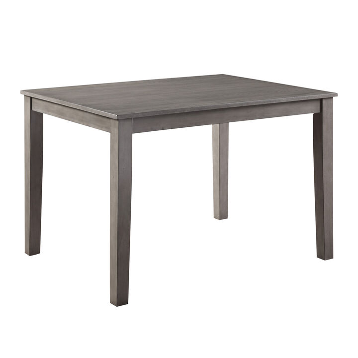 Owen 5 Piece Dining Set with Table and 4 Chairs, Brown Polyester, Gray Wood - Benzara
