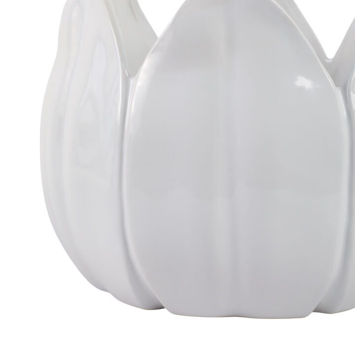 White Stoneware Petal Planters