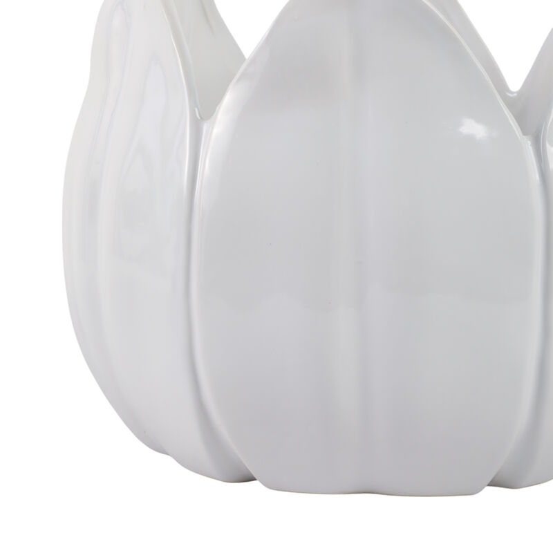 White Stoneware Petal Planters