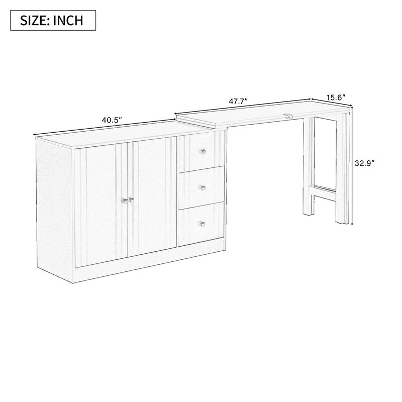 Merax Sideboard Cabinet with Adjustable Pull-Out Top