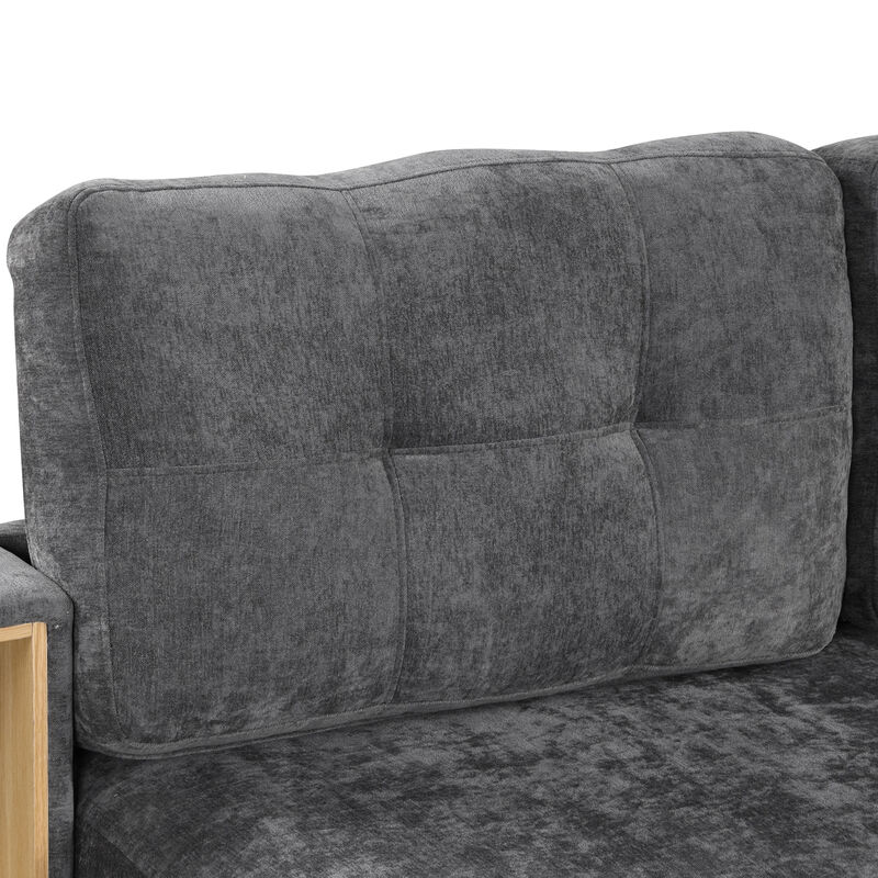 Merax Chenille Sofa Bed Modular Sofa Free-combined Sofa with 2 Storage Racks
