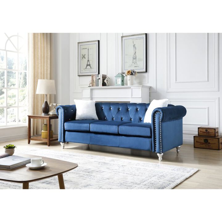 Glory Furniture Raisa Sofa in Navy Blue Color