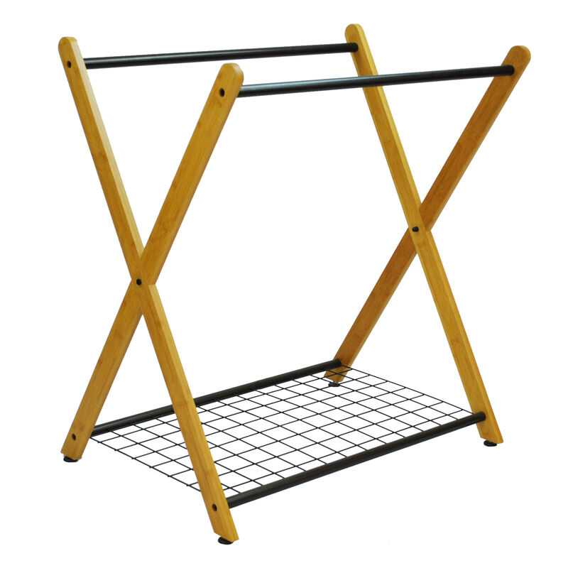 Oceanstar X-Frame Bamboo 3-Bag Laundry Sorter, Bronze