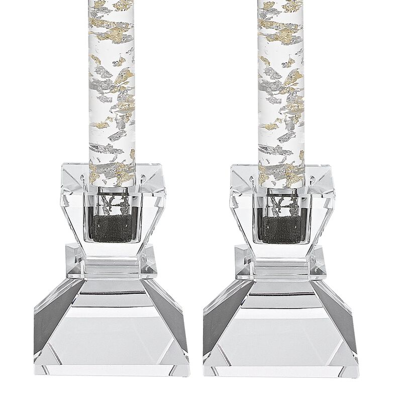 Hivvago Hand Crafted Crystal Pair Of Handcrafted Candle Holders