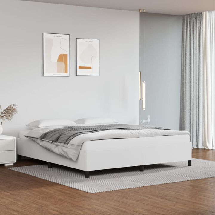 vidaXL Bed Frame White 72"x83.9" California King Faux Leather