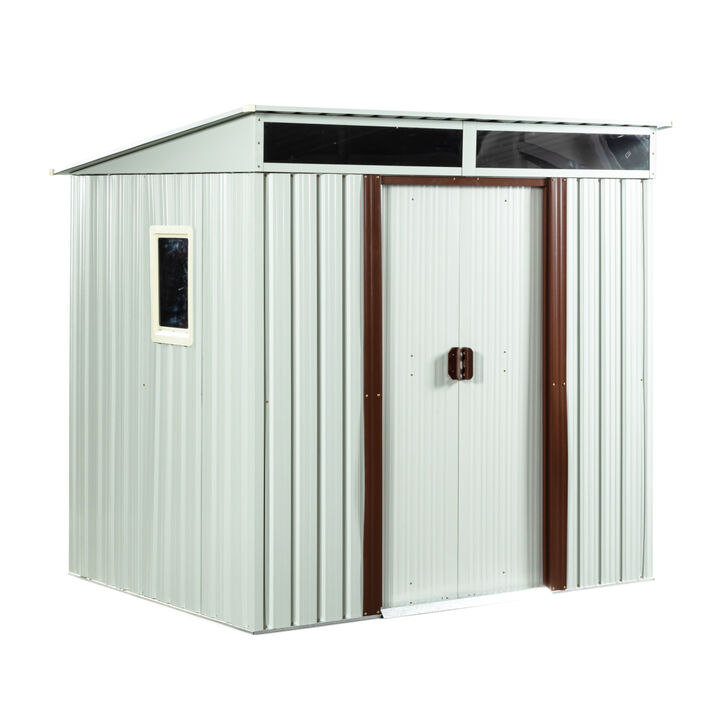 6FT X 5FT Outdoor Metal Storage Shed With Window White
