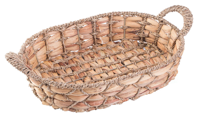 Set of 4 Seagrass Fruit Bread Basket Tray with Handles, Medium