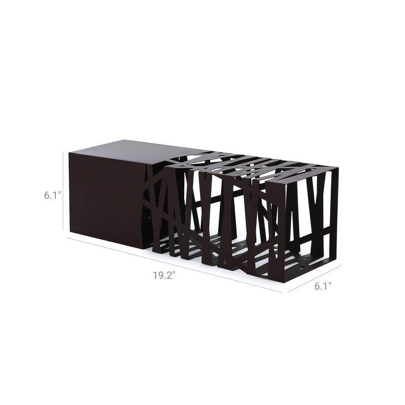 Square Metal Umbrella Stand Rack – Brown Free-Standing Holder for Canes and Walking Sticks with 2 Hooks