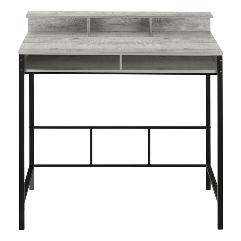 Monarch Specialties I 7703 Computer Desk, Home Office, Standing, Storage Shelves, 48"L, Work, Laptop, Metal, Laminate, Grey, Black, Contemporary, Modern
