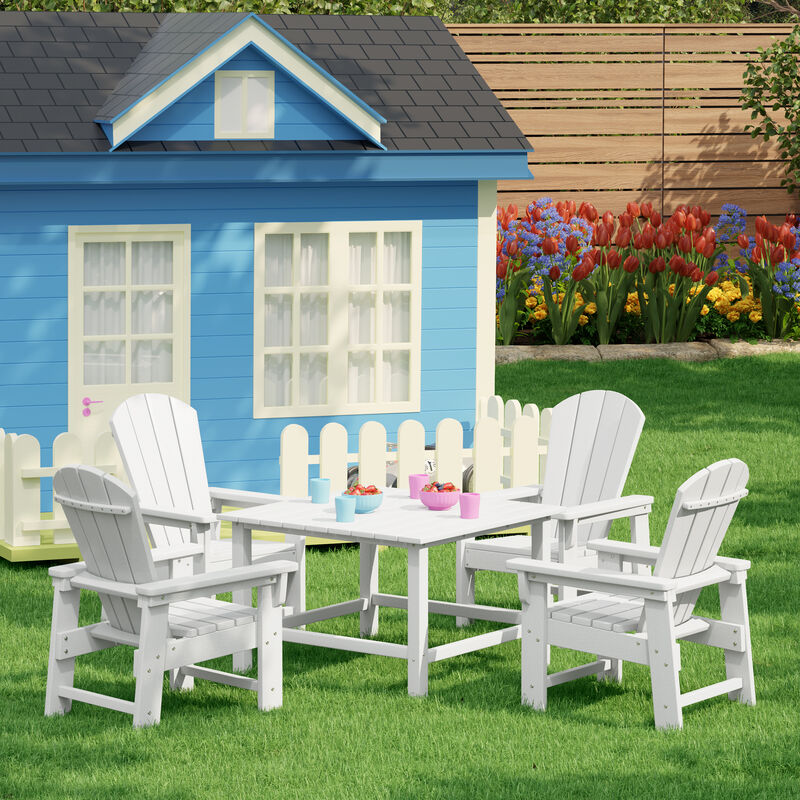 WestinTrends Kids 5-Piece HDPE Outdoor Square Patio Dining Table and Chairs Set