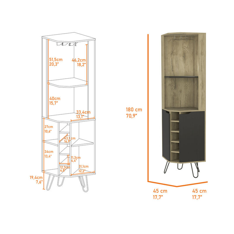 Branford 2-Shelf 6-Bottle Bar Cabinet Macadamia And Black Wengue