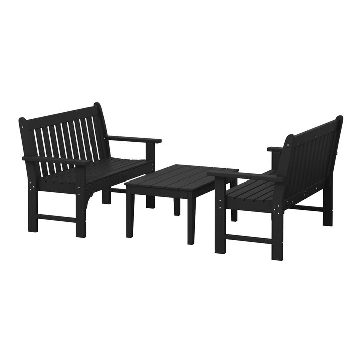 WestinTrends 3-Piece HDPE Outdoor Patio Furniture Couch and Coffee Table Set