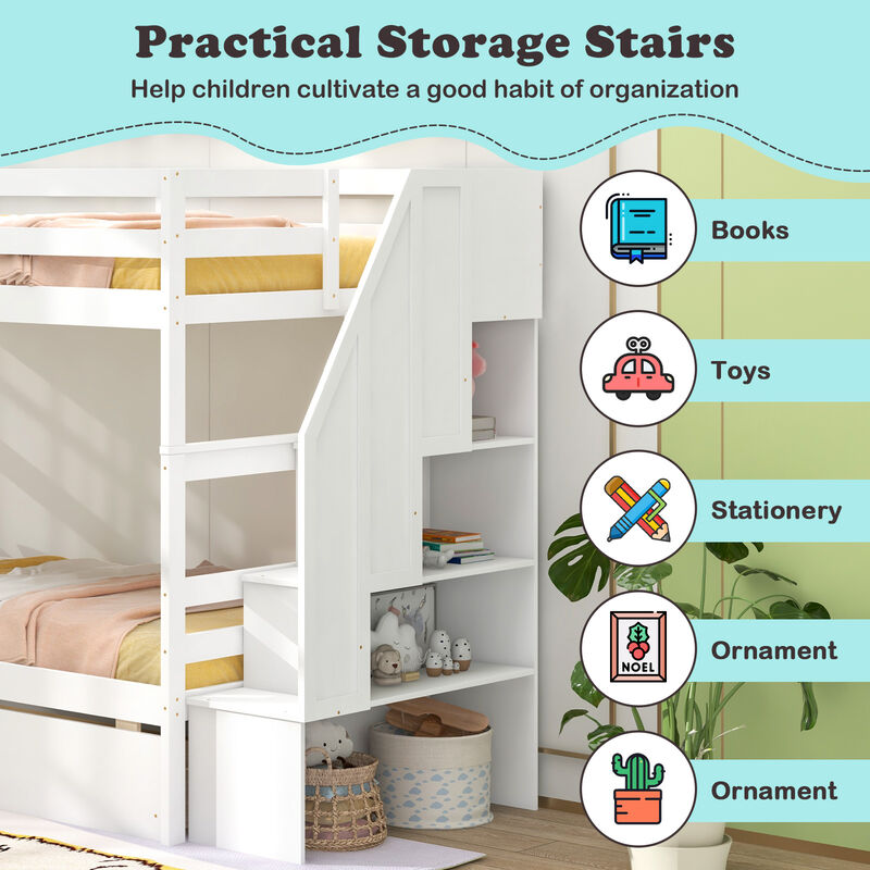 Bunk Bed with Storage Stairs and Drawers
