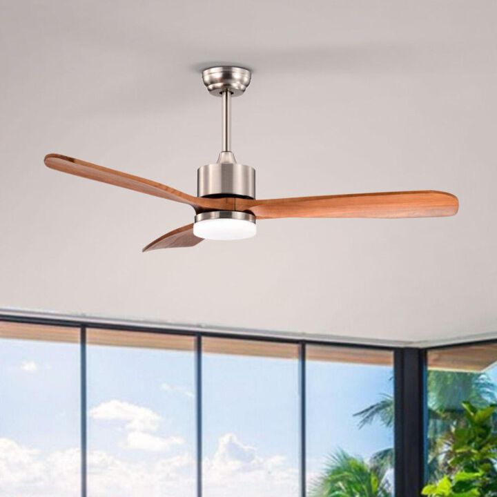 Hivvago 52 Inch Reversible Ceiling Fan with LED Light and Adjustable Temperature