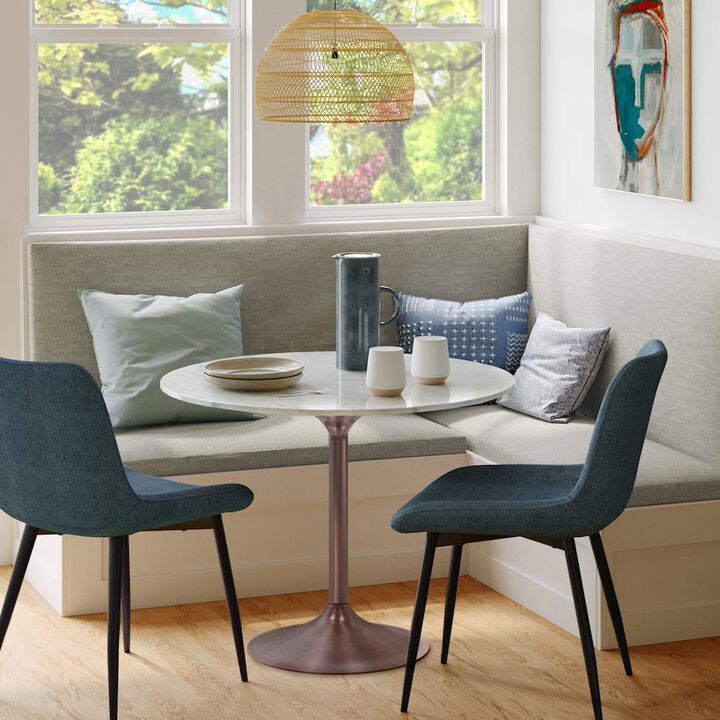 Simpli Home Osborne Dining Table In White/Copper