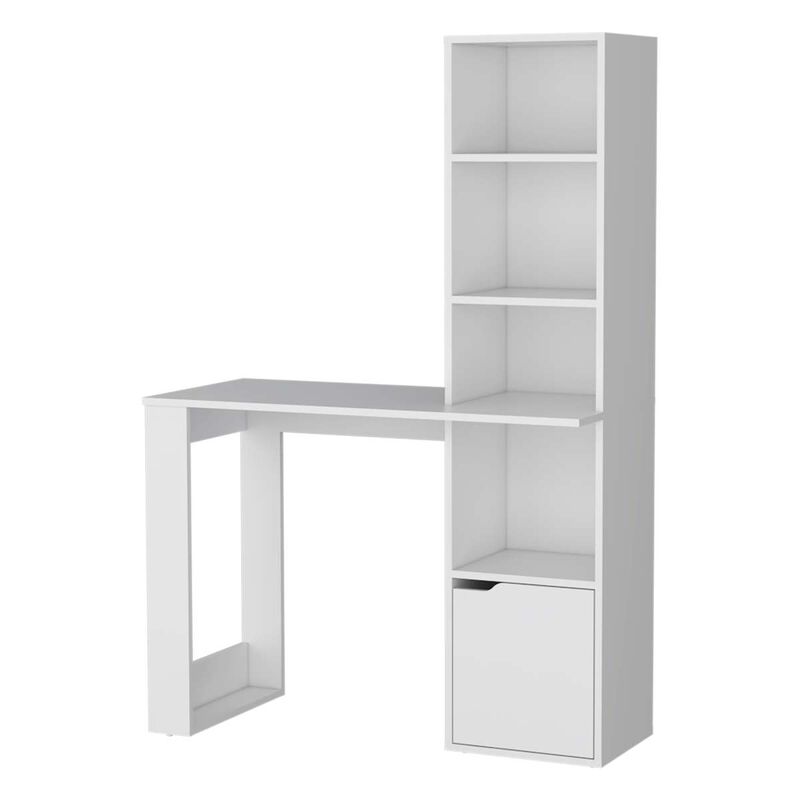 Peterson Computer Desk With 4-Tier Bookcase And 1-Door Cabinet