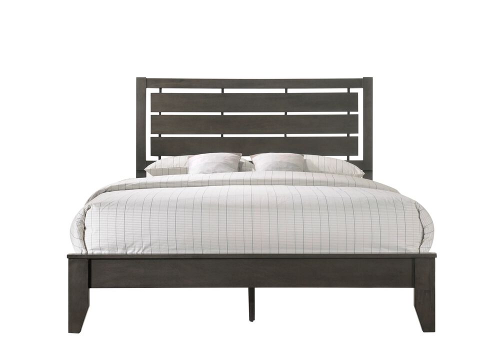 Streamdale Gray Geometric Queen Bed with Arched Headboard