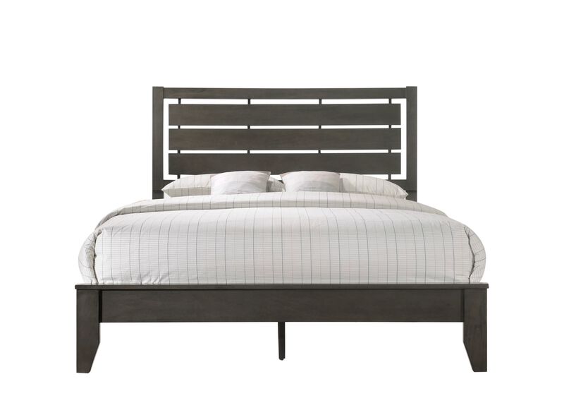 Streamdale Gray Geometric Queen Bed with Arched Headboard