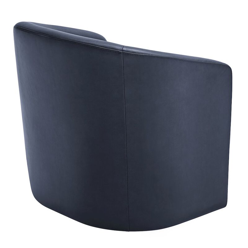 Comfort Pointe Amhurst Midnight Blue Faux Leather Swivel Barrel Chair