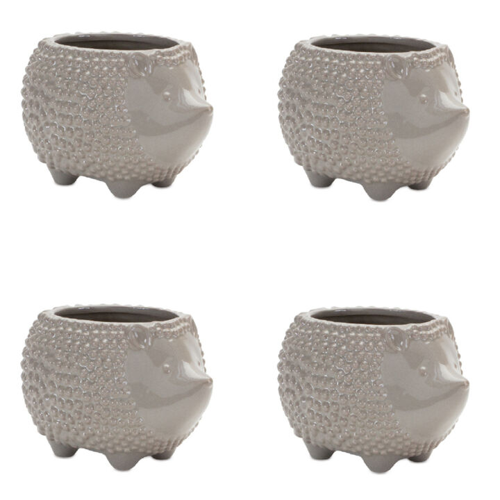 Set of 4 Ceramic Hedgehog Planters – Fun and Decorative Planters for Garden, Patio, or Living Room