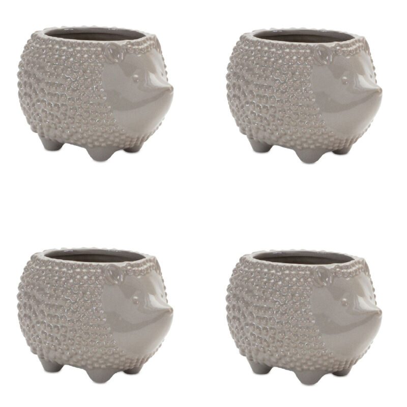 Set of 4 Ceramic Hedgehog Planters – Fun and Decorative Planters for Garden, Patio, or Living Room