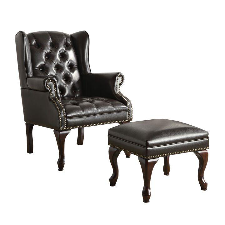 Significantly Grand Accent Chair withOttoman, Black-Benzara