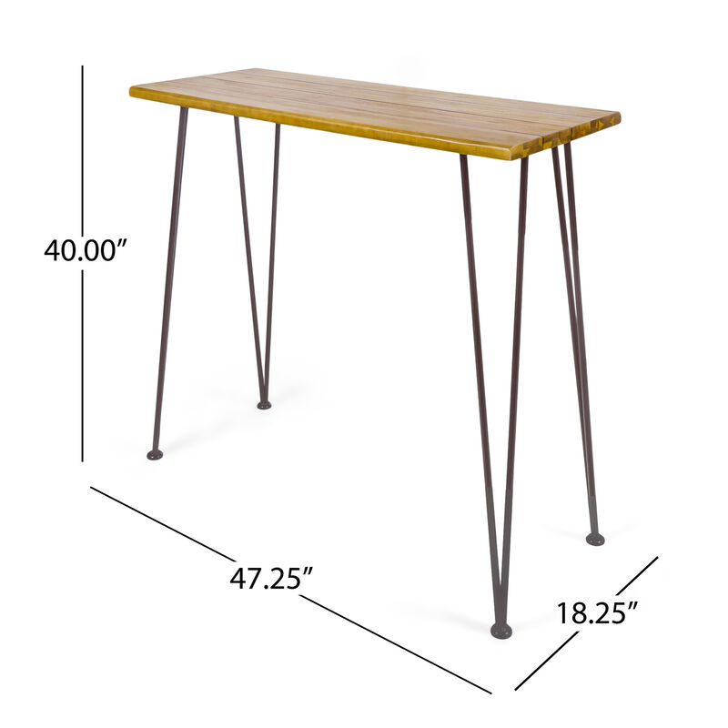 Chic Industrial Teak Acacia Wood Outdoor Bar Table